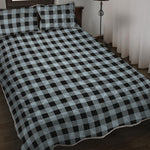Steel Blue And Black Buffalo Check Print Quilt Bed Set