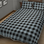 Steel Blue And Black Buffalo Check Print Quilt Bed Set