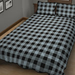 Steel Blue And Black Buffalo Check Print Quilt Bed Set