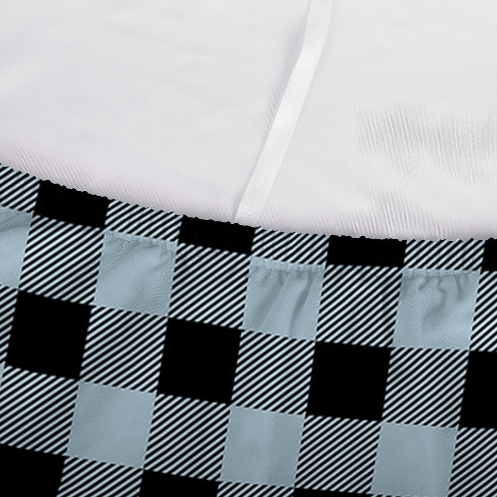 Steel Blue And Black Buffalo Check Print Sofa Cover
