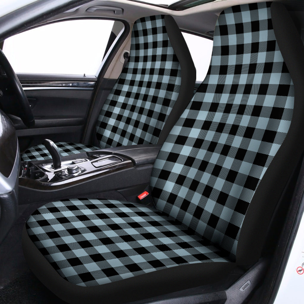 Steel Blue And Black Buffalo Check Print Universal Fit Car Seat Covers