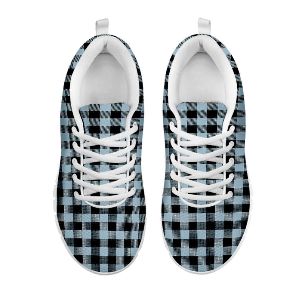 Steel Blue And Black Buffalo Check Print White Sneakers