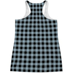Steel Blue And Black Buffalo Check Print Women's Racerback Tank Top