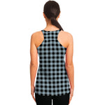 Steel Blue And Black Buffalo Check Print Women's Racerback Tank Top