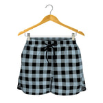 Steel Blue And Black Buffalo Check Print Women's Shorts