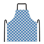 Steel Blue And White Gingham Print Apron