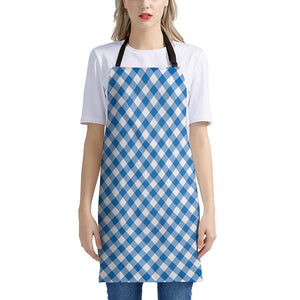 Steel Blue And White Gingham Print Apron