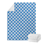 Steel Blue And White Gingham Print Blanket