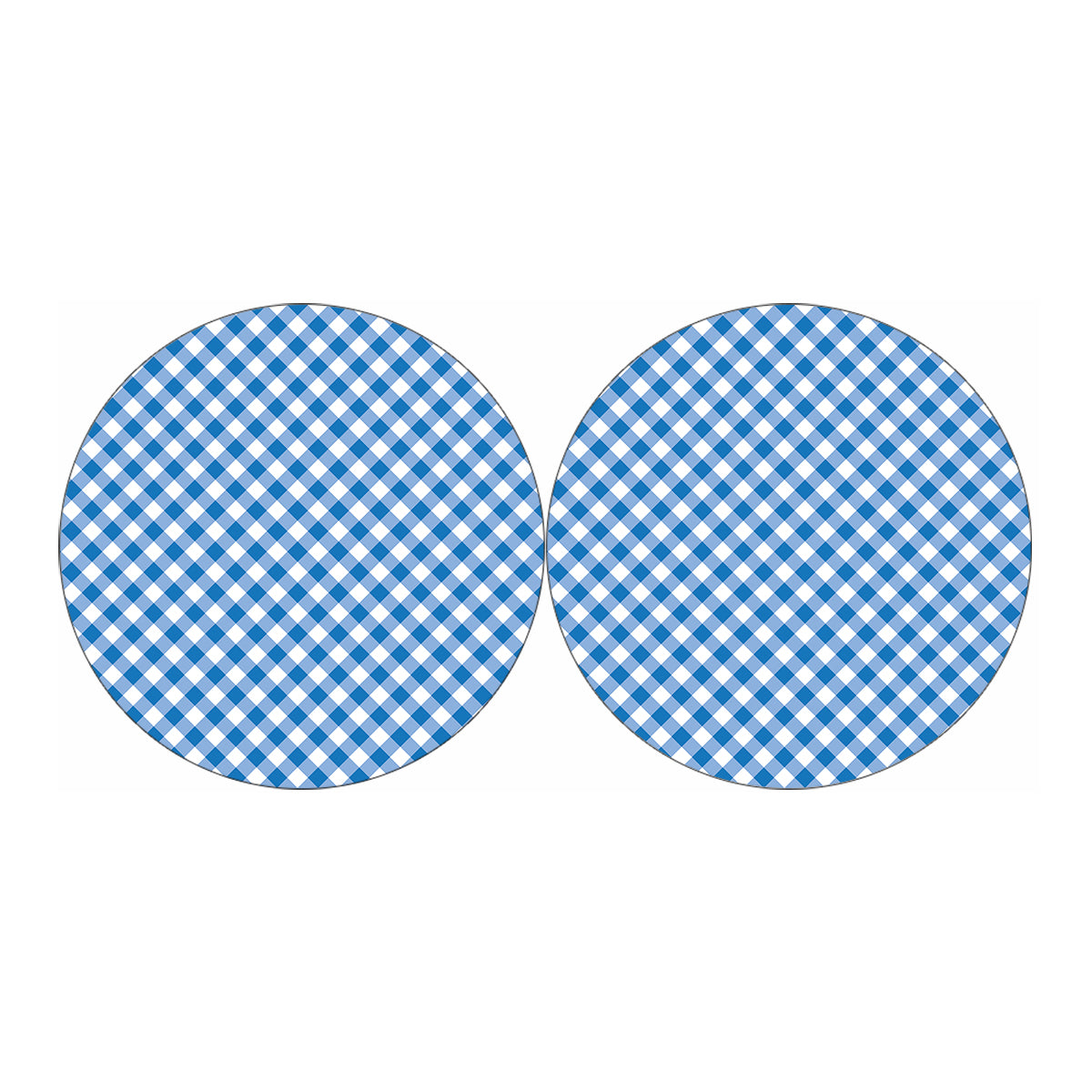 Steel Blue And White Gingham Print Car Coasters
