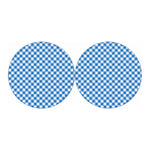 Steel Blue And White Gingham Print Car Coasters