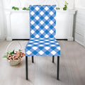 Steel Blue And White Gingham Print Dining Chair Slipcover
