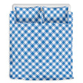 Steel Blue And White Gingham Print Duvet Cover Bedding Set