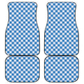 Steel Blue And White Gingham Print Front and Back Car Floor Mats