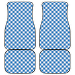 Steel Blue And White Gingham Print Front and Back Car Floor Mats