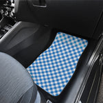 Steel Blue And White Gingham Print Front and Back Car Floor Mats
