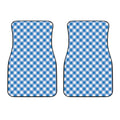 Steel Blue And White Gingham Print Front Car Floor Mats
