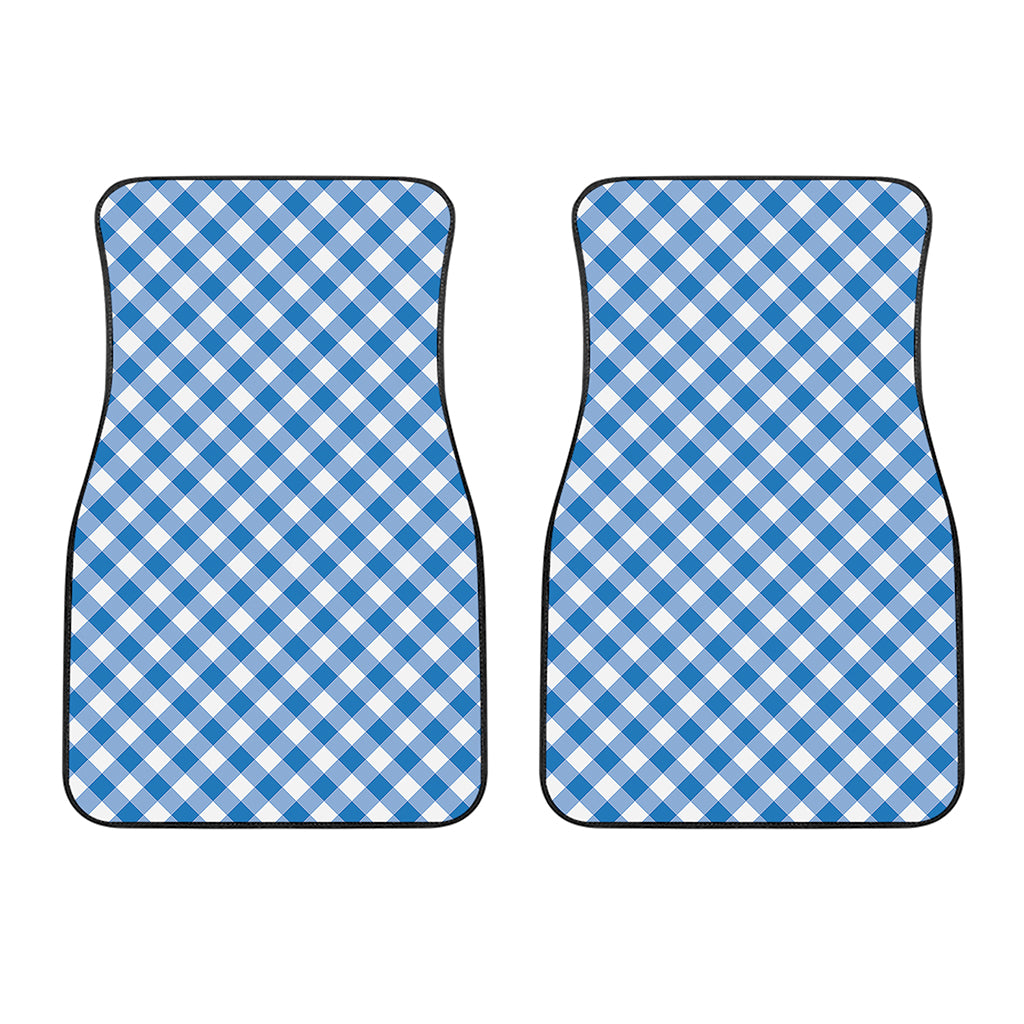 Steel Blue And White Gingham Print Front Car Floor Mats