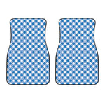Steel Blue And White Gingham Print Front Car Floor Mats