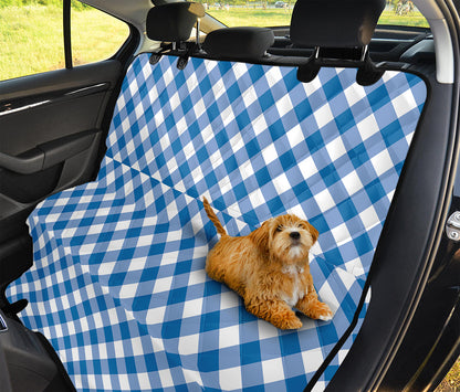 Steel Blue And White Gingham Print Pet Car Back Seat Cover