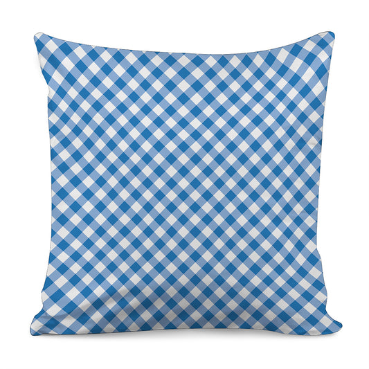 Steel Blue And White Gingham Print Pillow Cover