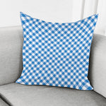 Steel Blue And White Gingham Print Pillow Cover
