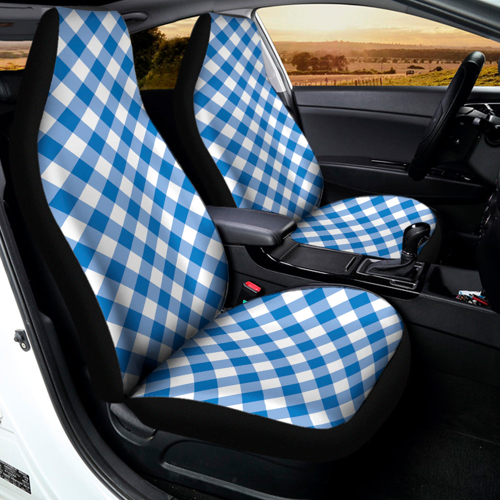 Steel Blue And White Gingham Print Universal Fit Car Seat Covers