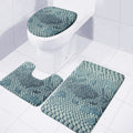 Steel Blue Snakeskin Print 3 Piece Bath Mat Set