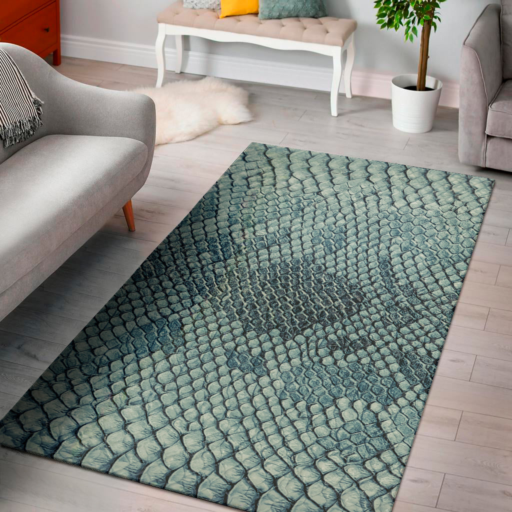 Steel Blue Snakeskin Print Area Rug