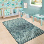 Steel Blue Snakeskin Print Area Rug
