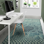 Steel Blue Snakeskin Print Area Rug