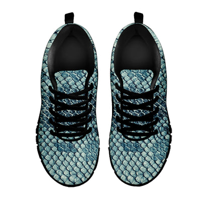 Steel Blue Snakeskin Print Black Sneakers