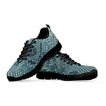 Steel Blue Snakeskin Print Black Sneakers