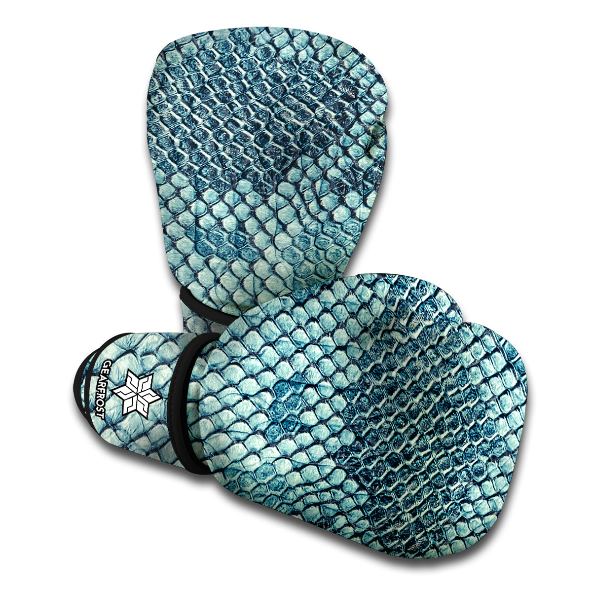Steel Blue Snakeskin Print Boxing Gloves