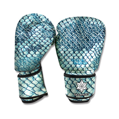 Steel Blue Snakeskin Print Boxing Gloves