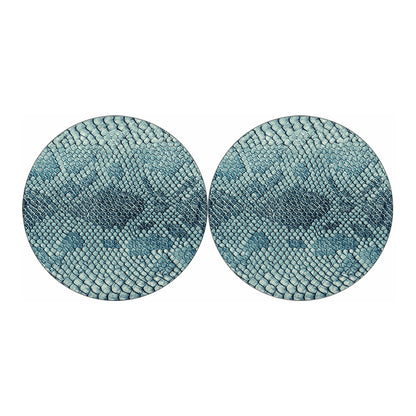 Steel Blue Snakeskin Print Car Coasters