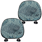 Steel Blue Snakeskin Print Car Headrest Covers