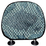 Steel Blue Snakeskin Print Car Headrest Covers