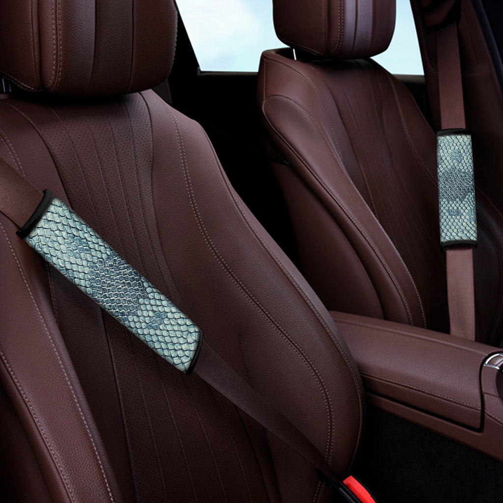 Steel Blue Snakeskin Print Car Seat Belt Covers