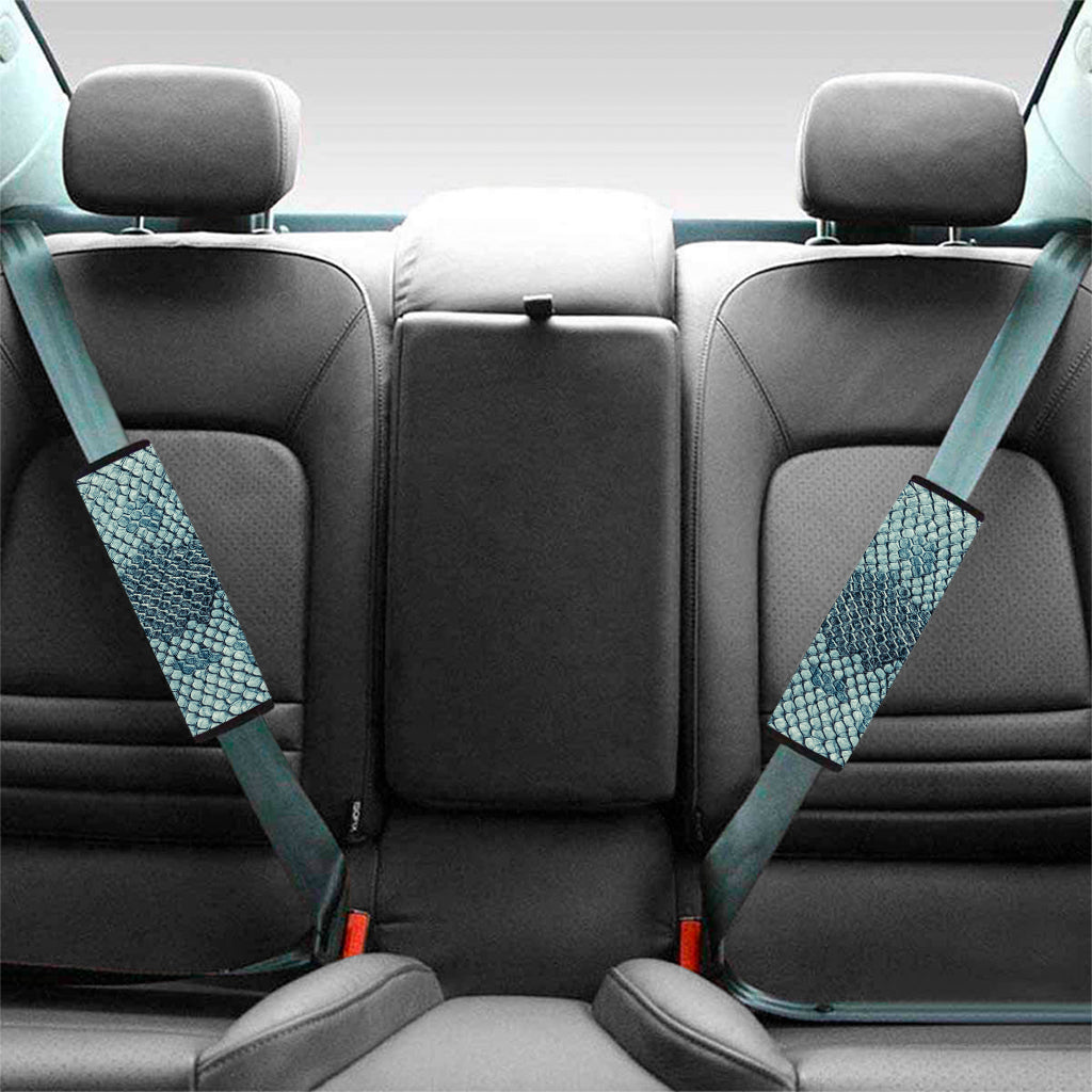 Steel Blue Snakeskin Print Car Seat Belt Covers