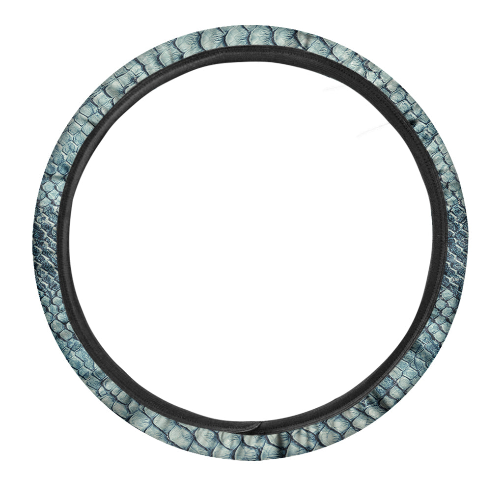 Steel Blue Snakeskin Print Car Steering Wheel Cover