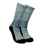 Steel Blue Snakeskin Print Crew Socks