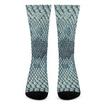 Steel Blue Snakeskin Print Crew Socks