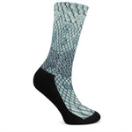 Steel Blue Snakeskin Print Crew Socks