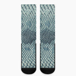 Steel Blue Snakeskin Print Crew Socks