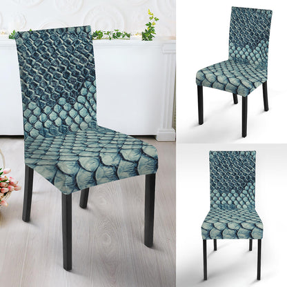 Steel Blue Snakeskin Print Dining Chair Slipcover