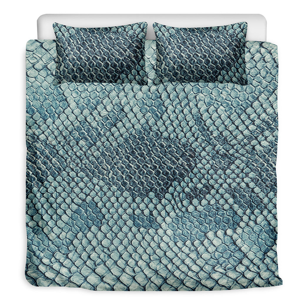 Steel Blue Snakeskin Print Duvet Cover Bedding Set
