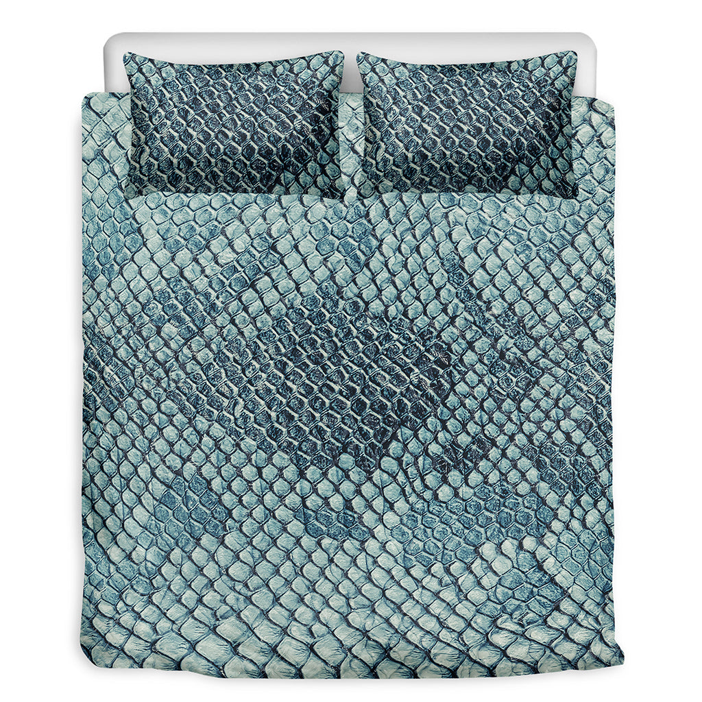 Steel Blue Snakeskin Print Duvet Cover Bedding Set