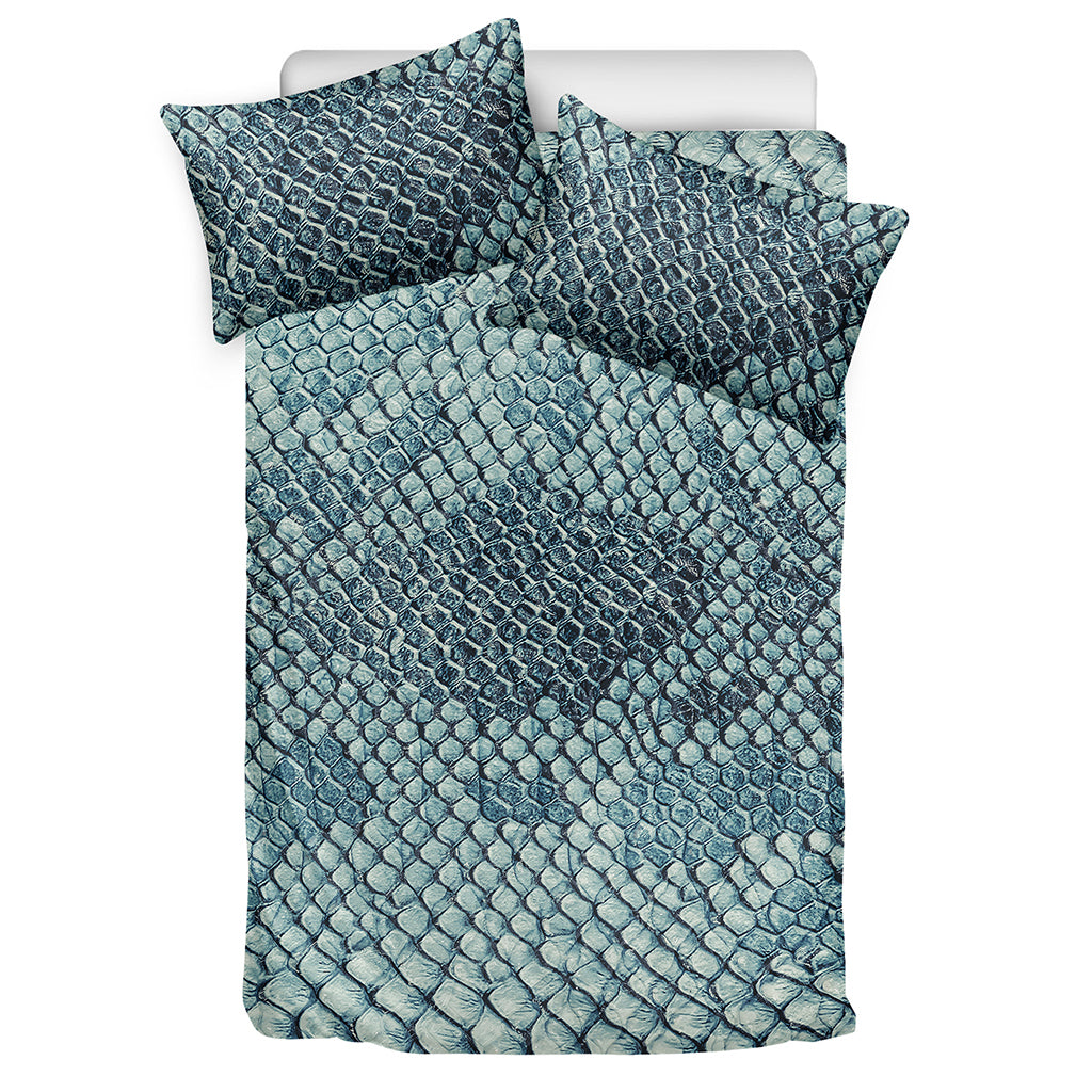 Steel Blue Snakeskin Print Duvet Cover Bedding Set