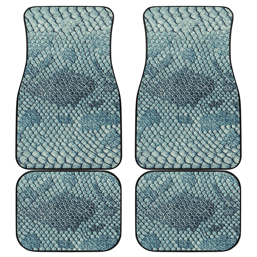 Steel Blue Snakeskin Print Front and Back Car Floor Mats