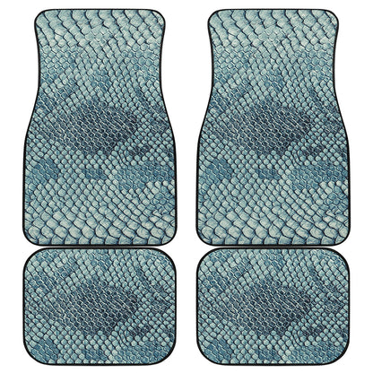 Steel Blue Snakeskin Print Front and Back Car Floor Mats